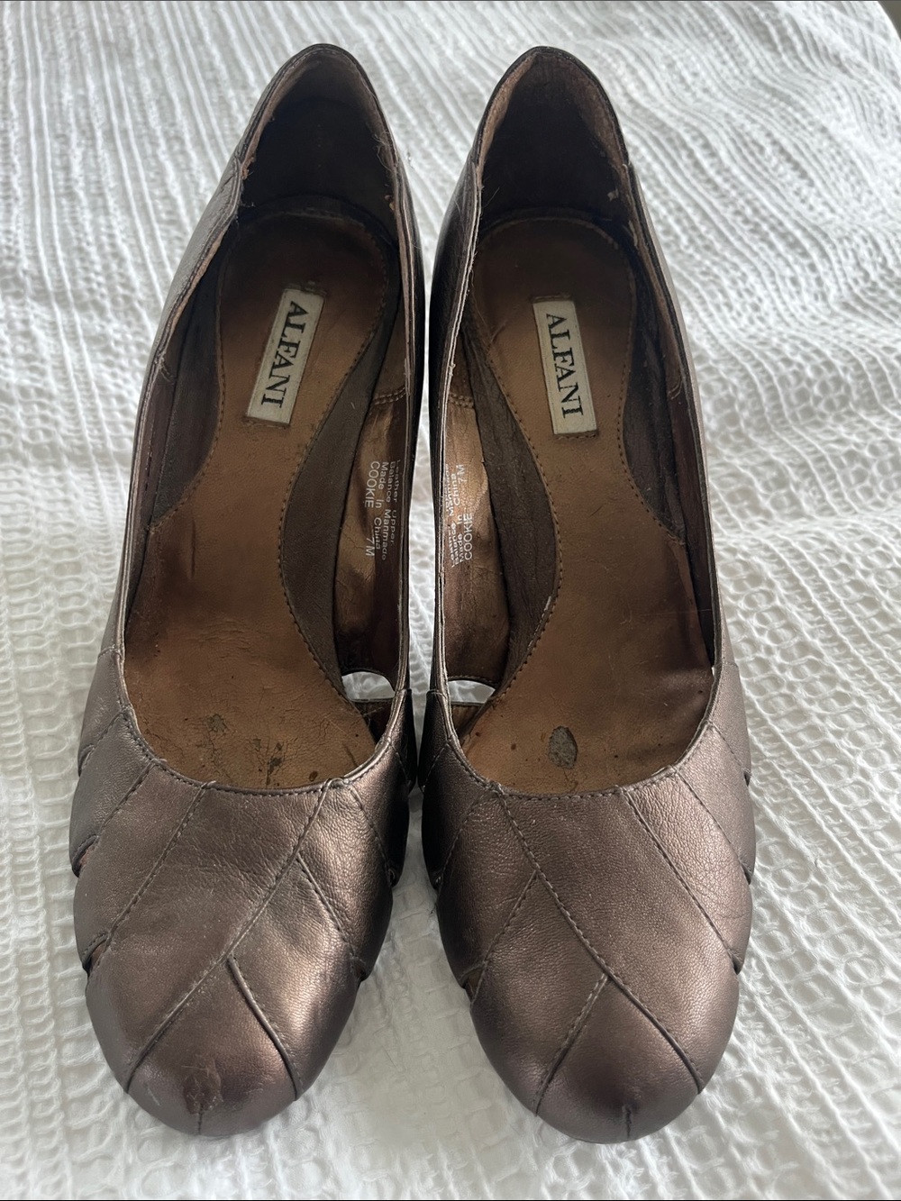 Alfani Metallic Bronze Leather Heels